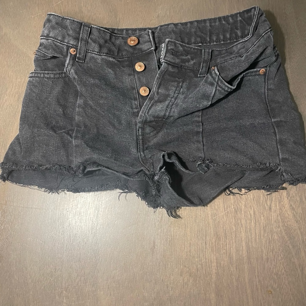Black denim shorts